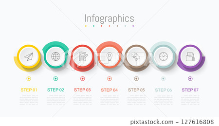 Infographic 7 options design elements for your business data. Vector Illustration. 127616808
