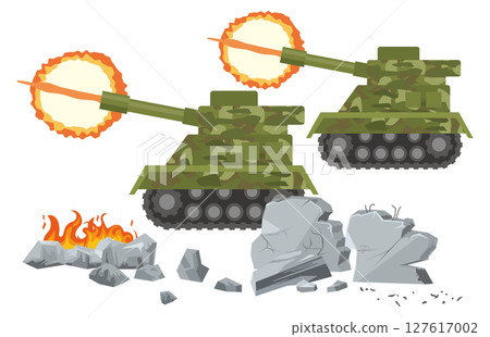 Illustration of a tank firing 127617002