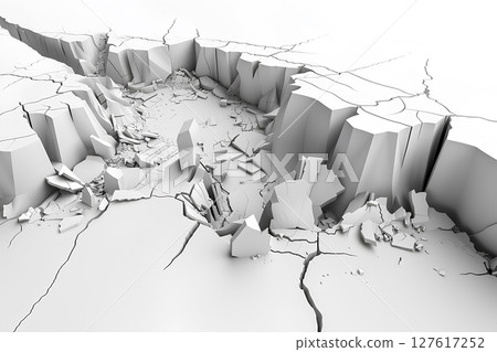 3D illustration of cracked ground caused by an... - Stock Illustration ...
