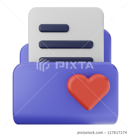 3d folder file document love heart like mark 127617274