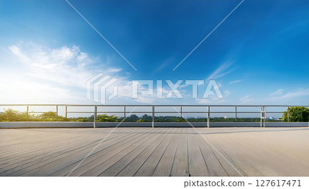 學校屋頂，混凝土，欄桿，藍天 127617471