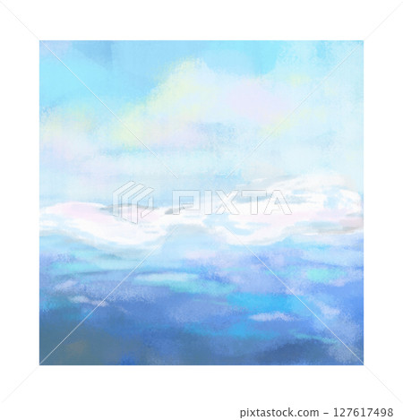 Tranquil sea and glacier square background painting Tranquil sea and glacier square background painting 127617498