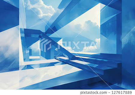 藍色和白色背景紋理-2 127617889