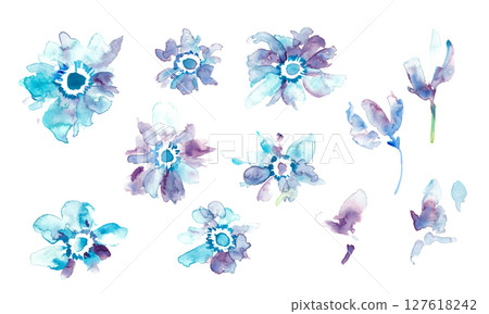 Watercolor painting. Watercolor-style plant illustration. Watercolor vectorized summer leaf material. Summer plant frame background. 127618242