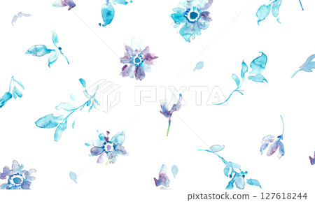 Watercolor painting. Watercolor-style plant illustration. Watercolor vectorized summer leaf material. Summer plant frame background. 127618244