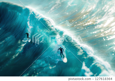 巨浪（年輕人享受衝浪） 127618364