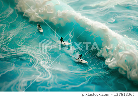 巨浪（年輕人享受衝浪） 127618365