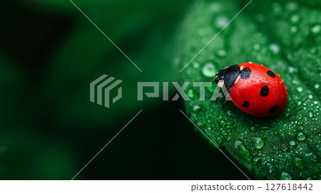 ladybug on grass ladybug on grass 127618442