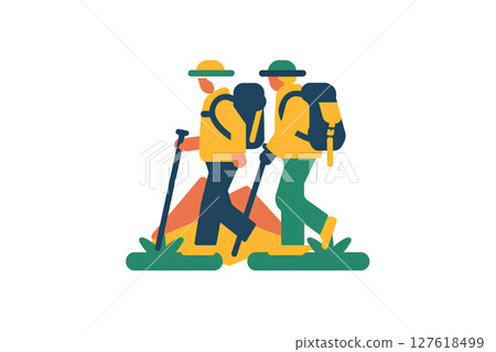 老年人走路插畫 127618499