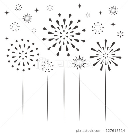 Simple monochrome fireworks illustration 127618514