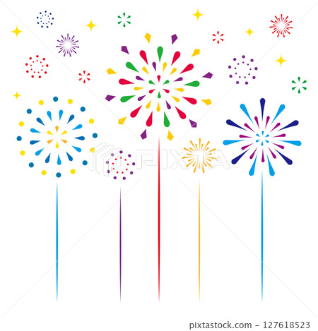 A set of colorful and pop fireworks 127618523