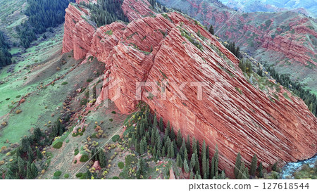 Jeti Oguz canyon or Seven Bulls Rocks in Issyk-Kul Region, Kyrgyzstan 127618544