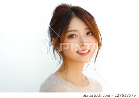 Natural skin, Japanese hair and makeup style, beautiful woman image generated by AI (horizontal photo) 127618579