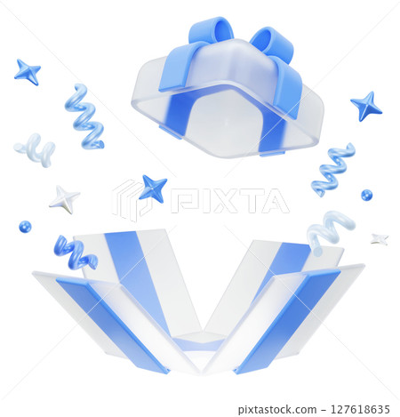 Sky blue box with glitter powder 3D graphic 127618635