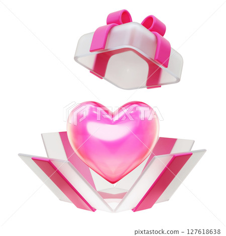 Heart in a pink gift box 3D graphic 127618638