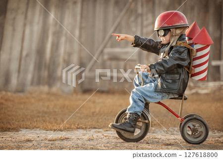 Boy play in the rider and the rocketman 127618800