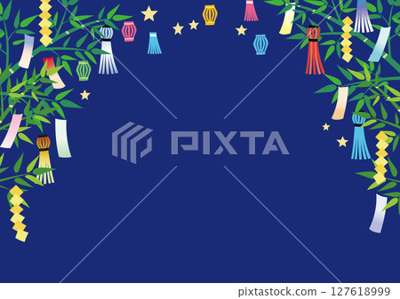 七夕竹子裝飾的插圖框架 七夕竹子裝飾的插圖框架 127618999
