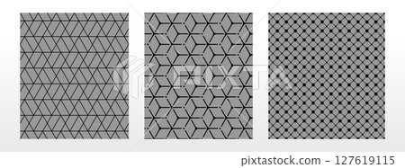Geometric set of seamless black and gray patterns. Simple vector graphics Geometric set of seamless black and gray patterns. Simple vector graphics 127619115