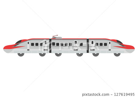 An illustration of three connected E6 series toy-style Shinkansen trains 127619495