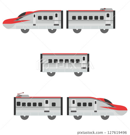 玩具風格的新幹線 E6 系列 5 輛車套裝插圖 127619496