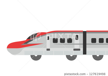 A sideways illustration of a toy-style Shinkansen E6 series train A sideways illustration of a toy-style Shinkansen E6 series train 127619498