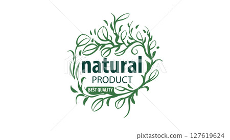 Vector logo of a natural product, hand-drawn in an artistic style 127619624