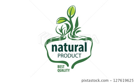 Vector logo of a natural product, hand-drawn in an artistic style 127619625