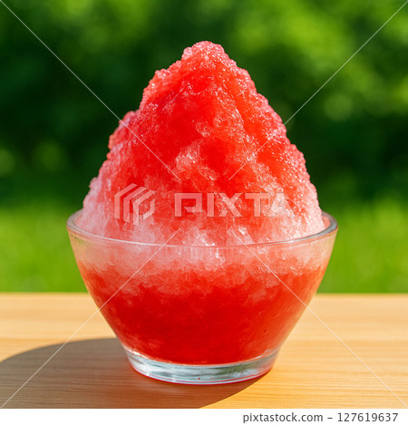 玻璃碗中的刨冰 127619637