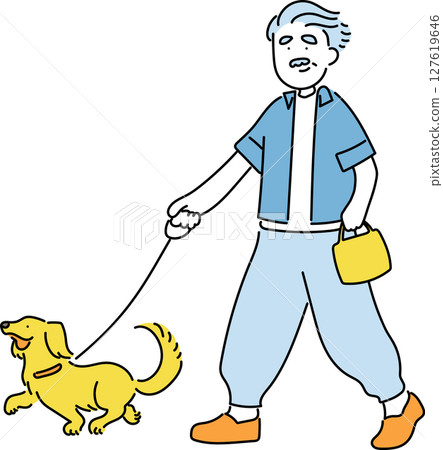 享受夏天的人們_遛狗_夏日色彩 127619646