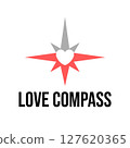 Love Compass Heart in Negative Space Symbol 127620365
