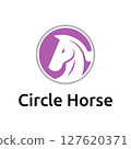 Subtle and Graceful in Pink Hue Circle Horse Logo 127620371