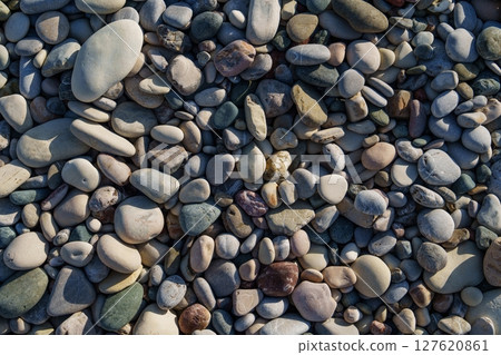 Colorful Pebble Beach Surface A Natural Mosaic of Smooth Stones and Textures for Design Colorful Pebble Beach Surface A Natural Mosaic of Smooth Stones and Textures for Design 127620861