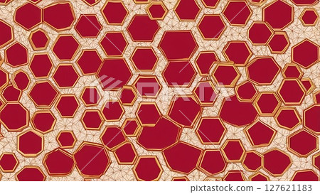 Hexagonal Japanese color hemp leaf pattern frame material 127621183