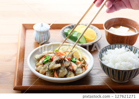 Horse mackerel nanbanzuke set meal 127621271