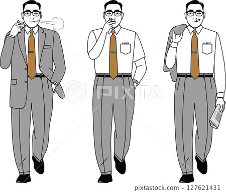 昭和時代日本上班族行走的向量插圖 127621431