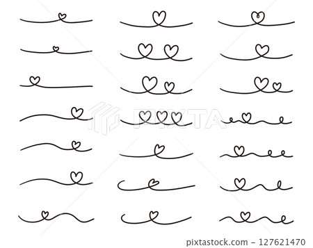一組手繪心形線條向量插圖。手繪、裝飾、塗鴉、線條藝術 一組手繪心形線條向量插圖。手繪、裝飾、塗鴉、線條藝術 127621470