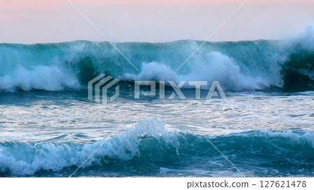 Tropical sea beach in summer time Purple sky on sunny day. Golden sand beach sea peaceful scenery on the beach. Travel vacation seaside outdoor. Ocean island beautiful dramatic Magenta landscape Tropical sea beach in summer time Purple sky on sunny day. Golden sand beach sea peaceful scenery on the beach. Travel vacation seaside outdoor. Ocean island beautiful dramatic Magenta landscape 127621478