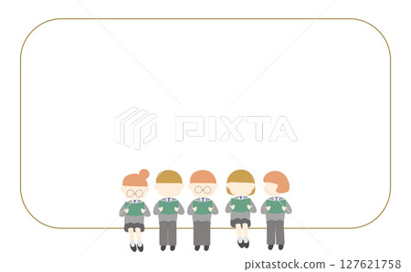 Frame of students sitting side by side reading Frame of students sitting side by side reading 127621758