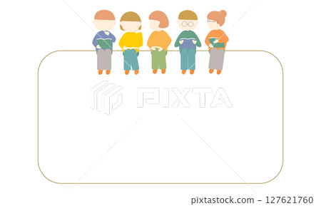 Frame of men and women sitting side by side and reading Frame of men and women sitting side by side and reading 127621760