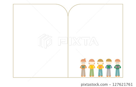 一排男人和女人手裡拿著書 一排男人和女人手裡拿著書 127621761