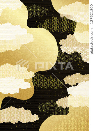 日本圖案新年賀卡金背景 127621800