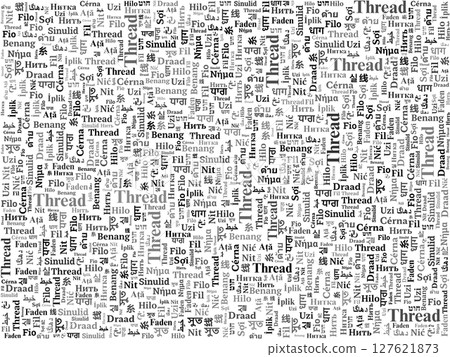 Multilingual "Thread" Word Cloud Illustration for Textile and Connection Themes 127621873