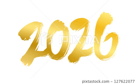 新年素材_2026年手寫書法_金色 127622077