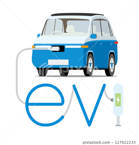 在充電站充電的 EV 電動汽車 在充電站充電的 EV 電動汽車 127622233