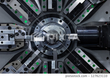 Multi axis CNC spring forming machine, High precision industrial wire bending automation, Multi axis high precision CNC machine industrial spring coiling technology. 127623110