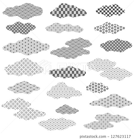 Japanese pattern cloud. Transparent background. 127623117