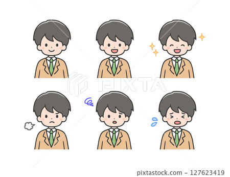 各種表情的男學生圖示集 各種表情的男學生圖示集 127623419