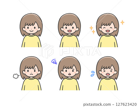 各種表情的女孩圖標集 各種表情的女孩圖標集 127623420