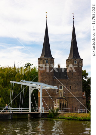 Oostpoort medieval Eastern Gate building, Delft, Netherlands 127623528