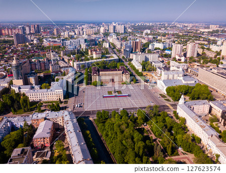 Aerial view of Voronezh with Lenin Square 127623574